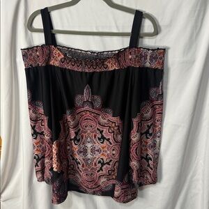 Avenue Black and Pink Paisley Bohemian Hippie Patterned Top